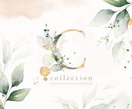 Watercolor & Gold Leaves Collection Free Download