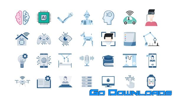 Videohive 100 Artificial Intelligence Icons 26105034 Free Download