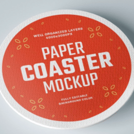 33 Paper Beverage Coaster Mockup Set Free Download