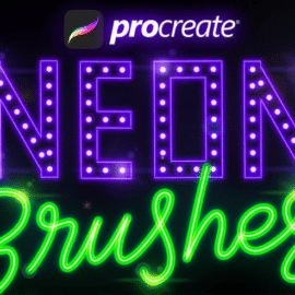CreativeMarket 30+ Procreate Neon Brushes Free Download