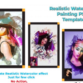 CreativeMarket – Realistic Watercolor PSD Template 4570617