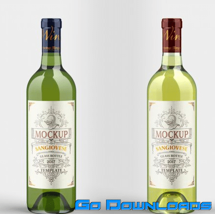 White Wine Bottle Mockup Free Download