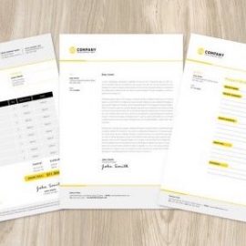 Client Invoice, Letter and Project Brief Layout with Various Color Options Free Download