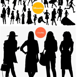 30 Woman Silhouette Photoshop Shapes Free Download