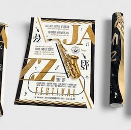 CreativeMarket Golden Jazz Flyer Bundle Free Download