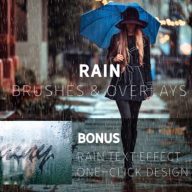 CreativeMarket Rain Effect TEXT & Overlays & Brush 3744372 Free Download