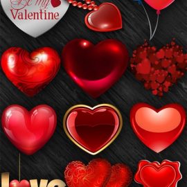 Romantic hearts on a transparent background
