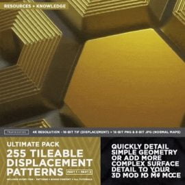 FlippedNormals ULTIMATE PACK 255 Tileable Displacement/Alpha Patterns (Part 1 + Part 2) Free Download