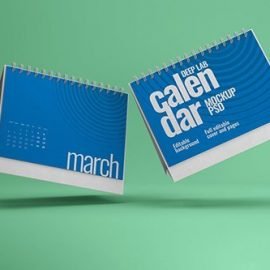 Horizontal Desk Calendar Mockup Free Download