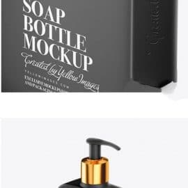 Matte Plastic Square Cosmetic Bottle with pump mockup 63758 Free Download