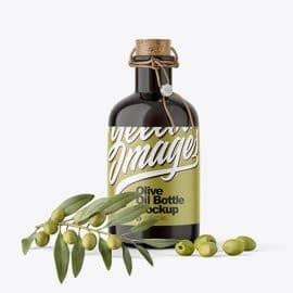 Dark Glass Olive Oil Bottle Mockup 64702 Free Download