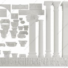 European style Roman column lattice plaster carving accessories 3D model Free Download