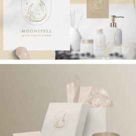 Premade Moon Brand Logo and Packaging Design Free Download