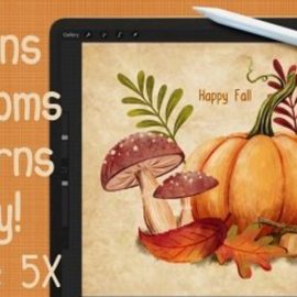 Pumpkins Mushrooms and Acorns OH MYYYY-in Procreate 5X