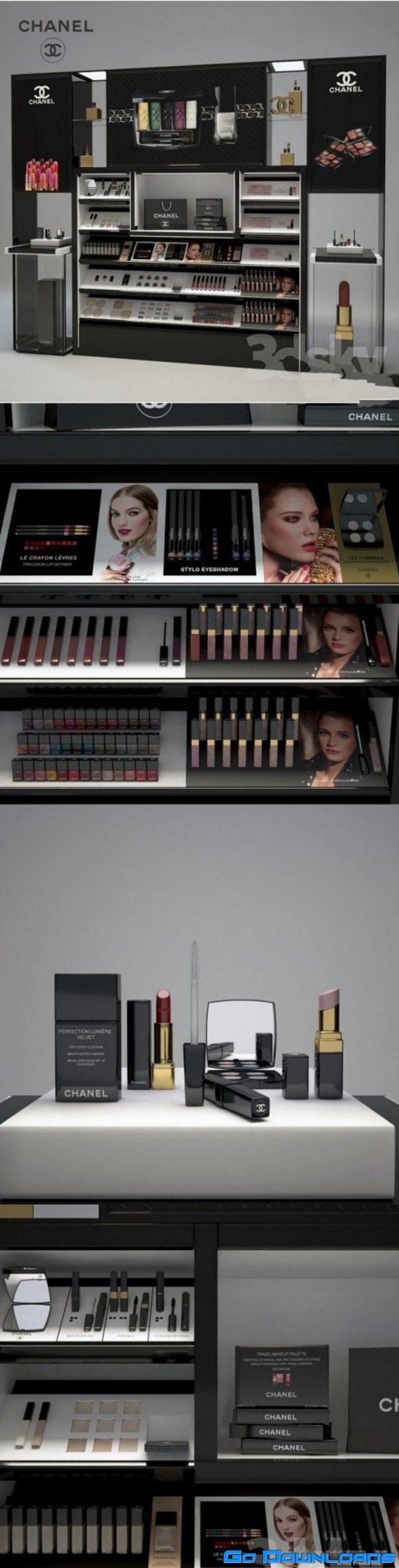 Chanel Cosmetics Display 3D Model Free Download