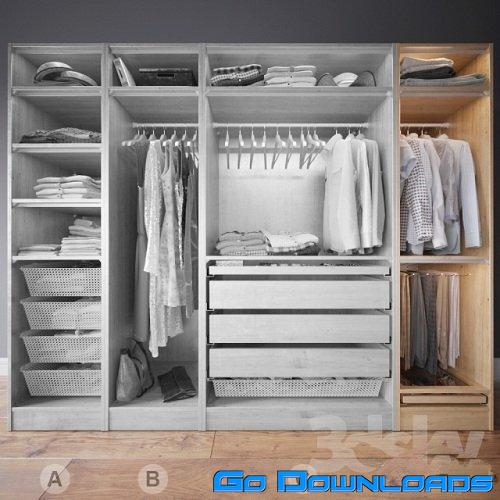Clothes in the closet section D 4-4 3D model Free Download
