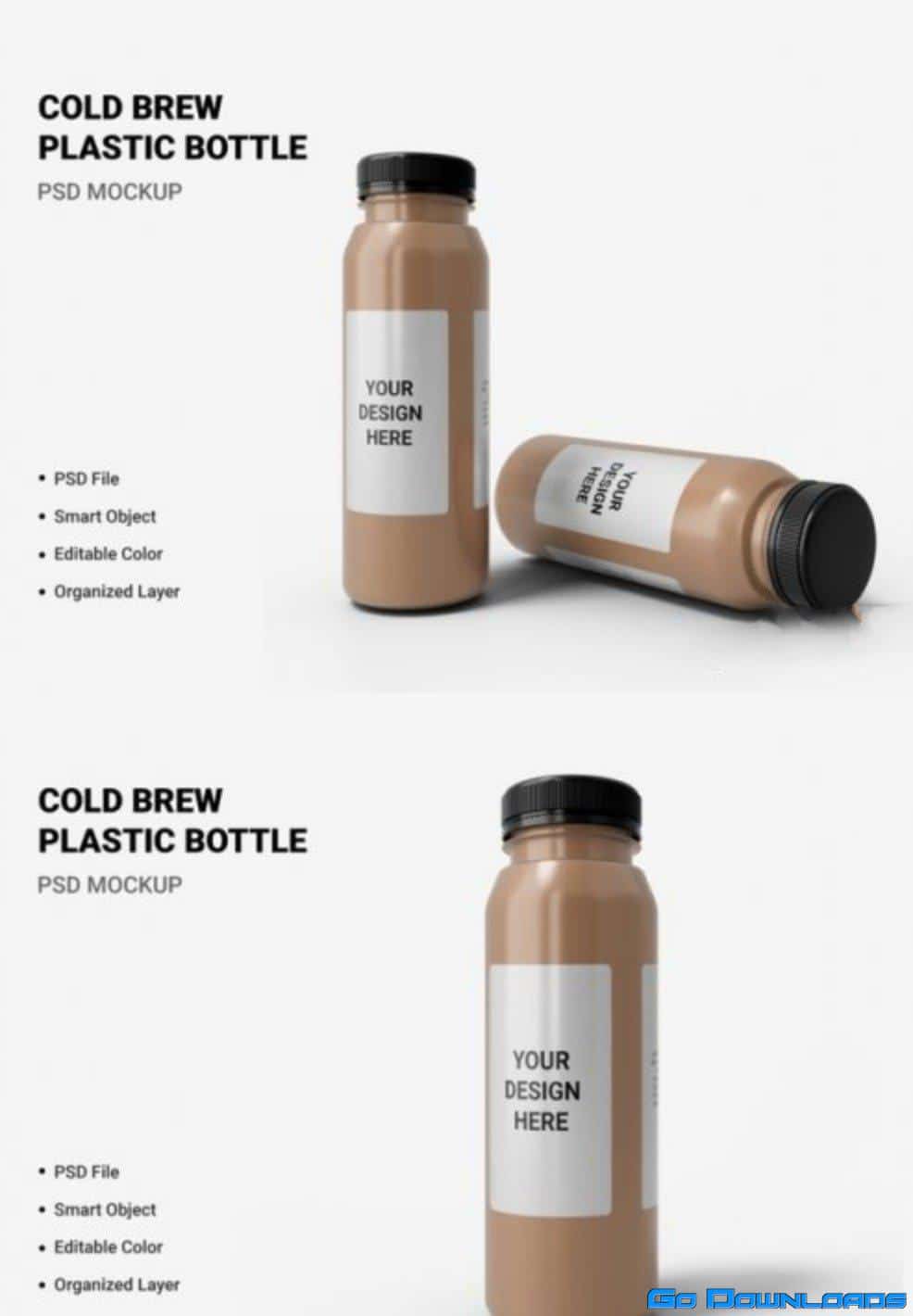 Cold brew plastic bottle mockup Free Download