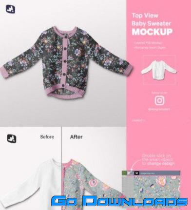CreativeMarket  Top View Baby Sweater Mockup 5087832