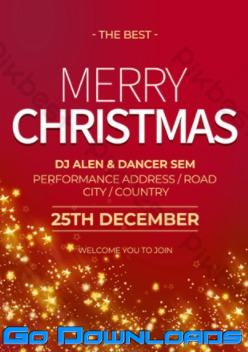 Fashion trend red light effect christmas day poster Template PSD