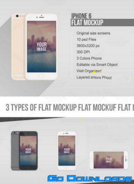 Flat iPhone 6 & 6 Plus Vector MockUp  Creativemarket 85944