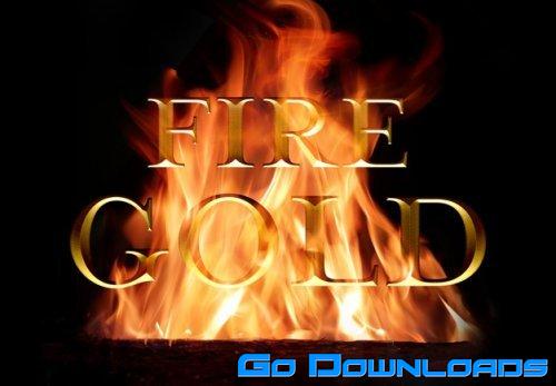 Old gold text effect burning in fire mockup Free Download