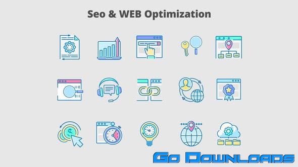 Videohive Seo Optimization Filled Outline Animated Icons 29648225 Free Download