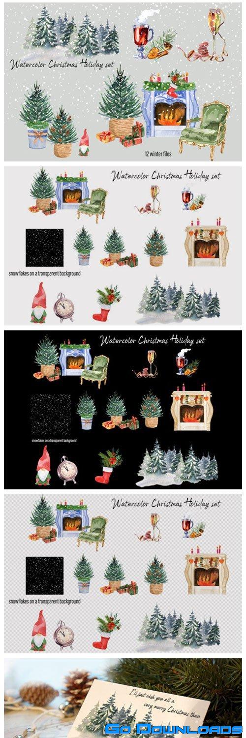 Watercolor Christmas Clipart Scene Creat 6339549 Free Download