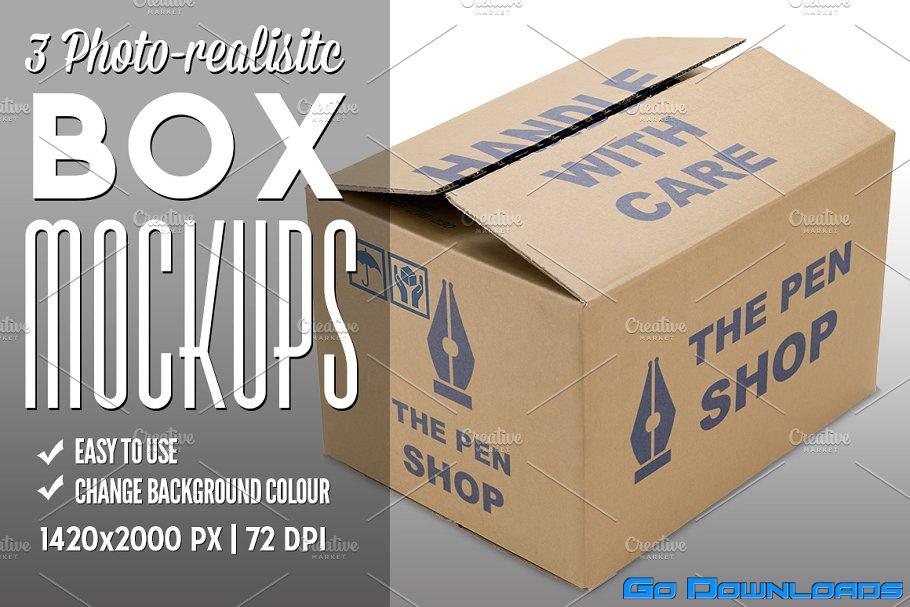 3 Photo realistic Box Mockups Creativemarket 55477
