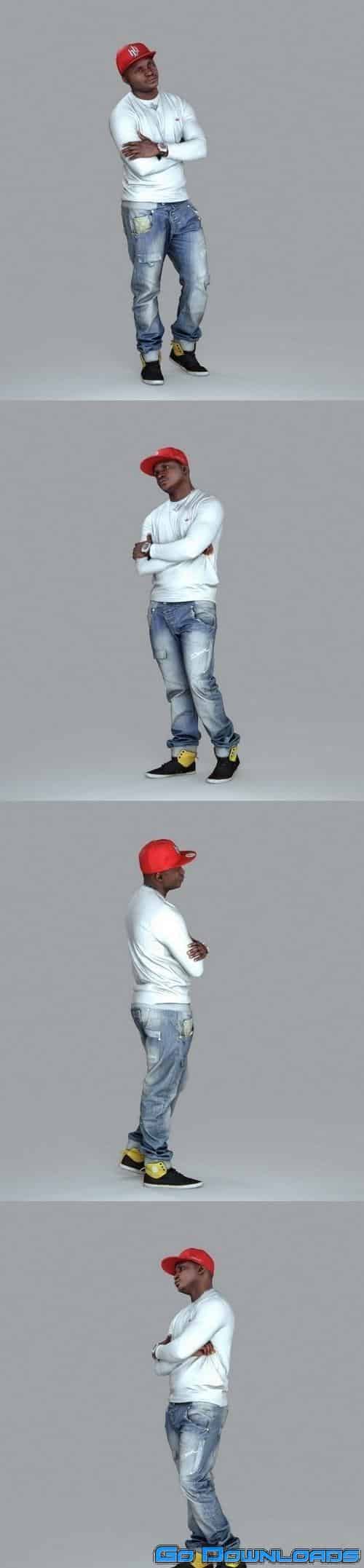 Casual Man with Red Cap and Jeans 3d model Free Download