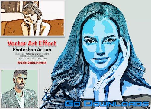 CreativeMarket Vector Art Effect Photoshop Action 5766338 Free Download
