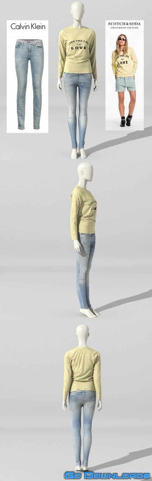 Female mannequin with jeans and sweater 3d Model Free Download