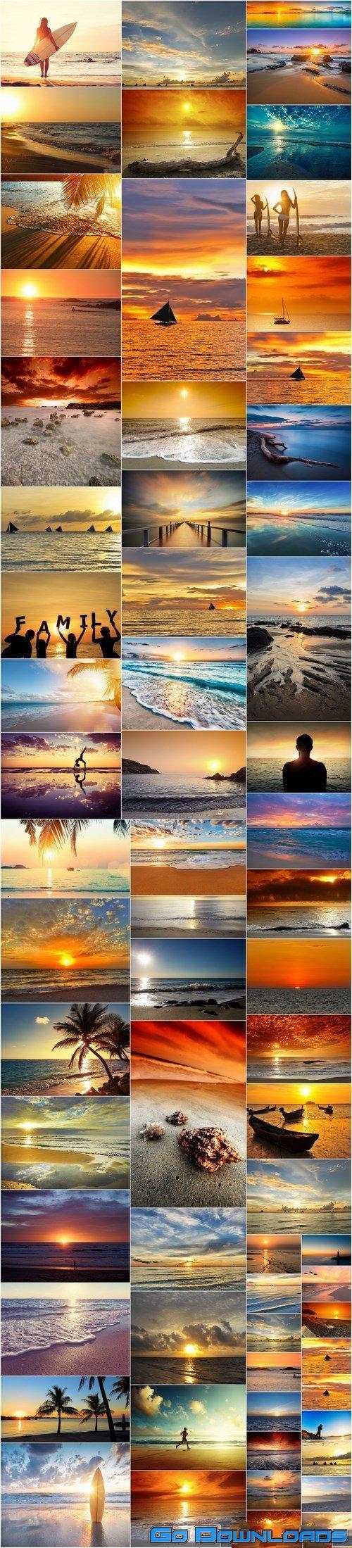 Beautiful Sunset and Sunrise at Beach Set of 66xUHQ JPEG Professional Stock Images Free Download
