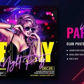 F Club Night Party Poster Template Free Download