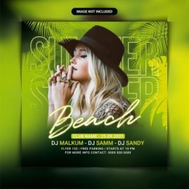 Summer beach club party flyer Free Download
