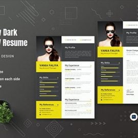 Yellow And Dark CV Resume Free Download