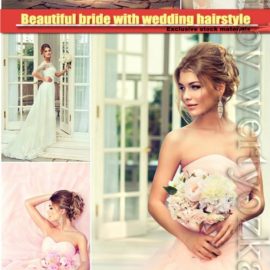 Beautiful bride with wedding hairstyle and roses in her hair Free Download