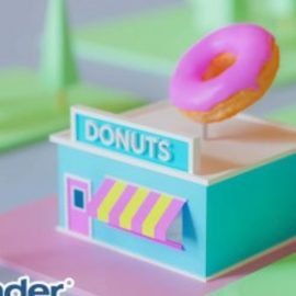 Blender 3D: Easy Cartoon Donut Shop Scene