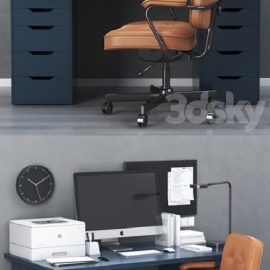 IKEA office workplace with ALEX table and ALEFJÄLL chair Free Download